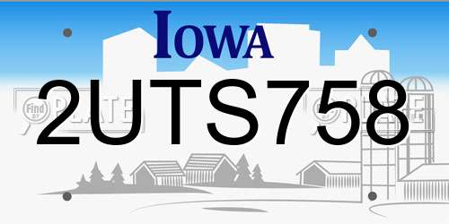 2UTS758 Iowa License Plate