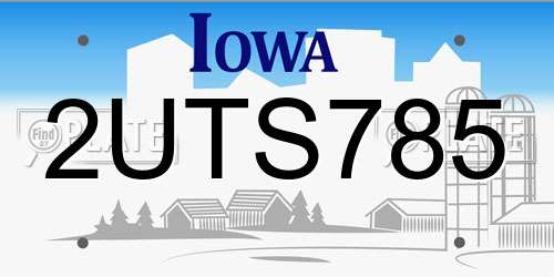 2UTS785 Iowa License Plate
