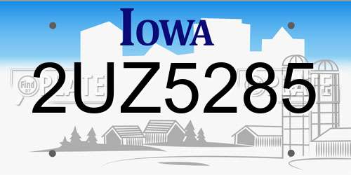 2UZ5285 Iowa License Plate