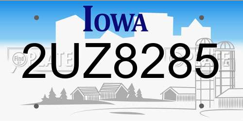 2UZ8285 Iowa License Plate