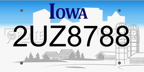 2UZ8788 Iowa License Plate