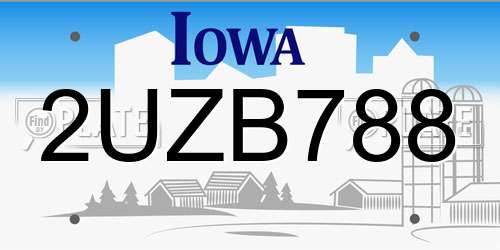 2UZB788 Iowa License Plate