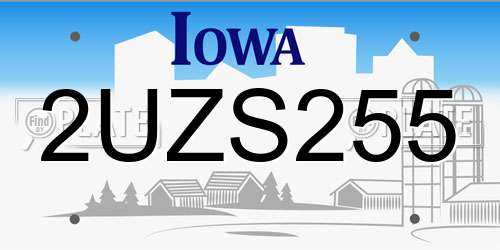2UZS255 Iowa License Plate