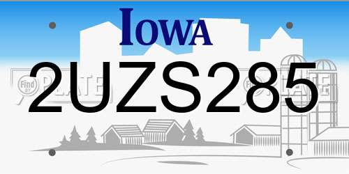 2UZS285 Iowa License Plate