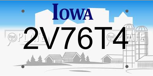 2V76T4 Iowa License Plate