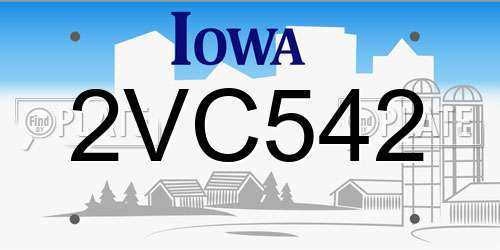2VC542 Iowa License Plate