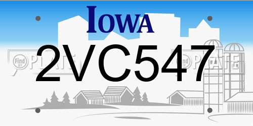2VC547 Iowa License Plate