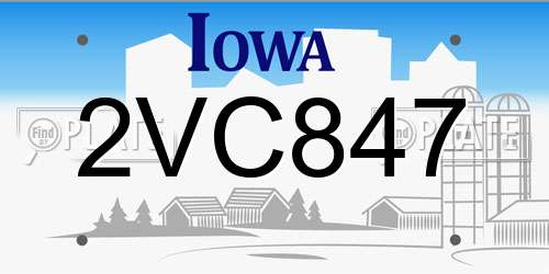 2VC847 Iowa License Plate