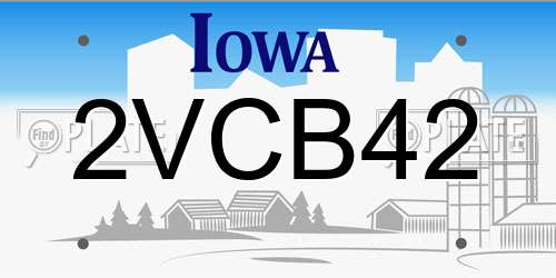 2VCB42 Iowa License Plate