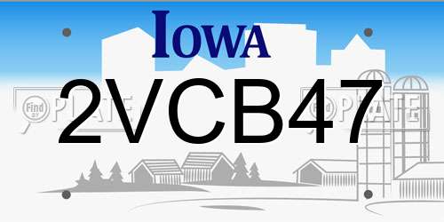 2VCB47 Iowa License Plate