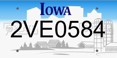 2VE0584 Iowa License Plate