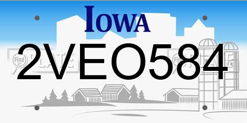 2VEO584 Iowa License Plate