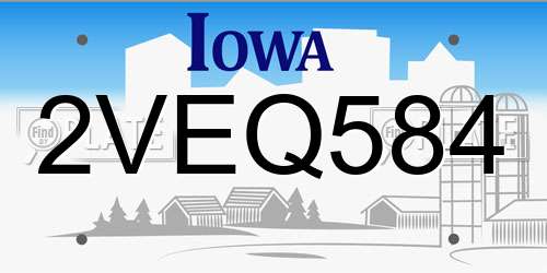 2VEQ584 Iowa License Plate