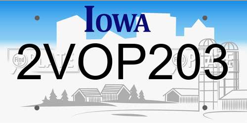 2VOP203 Iowa License Plate