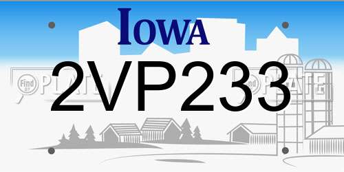 2VP233 Iowa License Plate