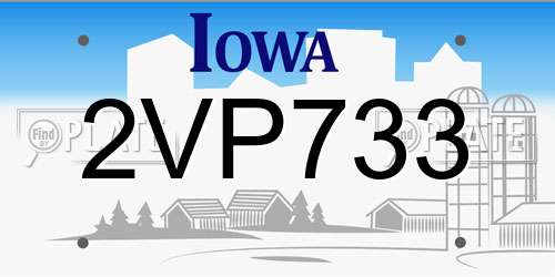 2VP733 Iowa License Plate