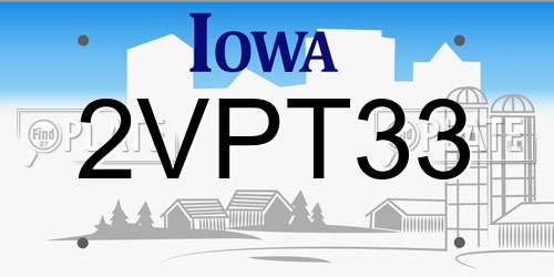 2VPT33 Iowa License Plate