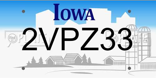 2VPZ33 Iowa License Plate
