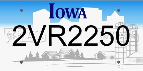 2VR2250 Iowa License Plate
