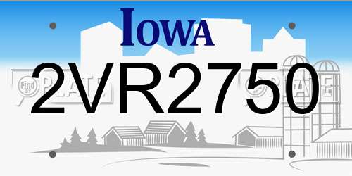 2VR2750 Iowa License Plate