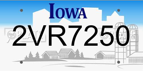 2VR7250 Iowa License Plate