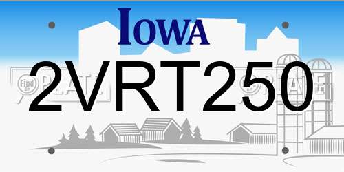 2VRT250 Iowa License Plate