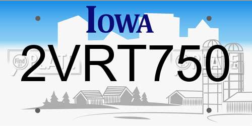 2VRT750 Iowa License Plate