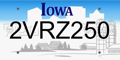 2VRZ250 Iowa License Plate