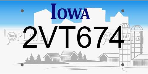 2VT674 Iowa License Plate