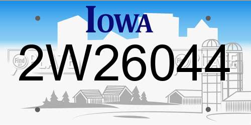 2W26044 Iowa License Plate