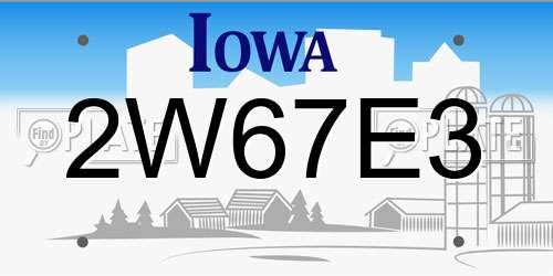 2W67E3 Iowa License Plate