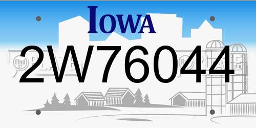 2W76044 Iowa License Plate
