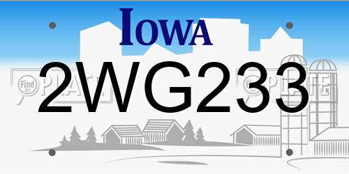 2WG233 Iowa License Plate