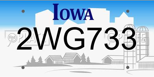 2WG733 Iowa License Plate