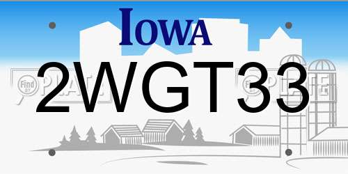 2WGT33 Iowa License Plate
