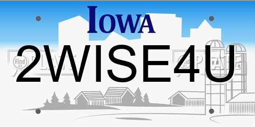 2WISE4U Iowa License Plate