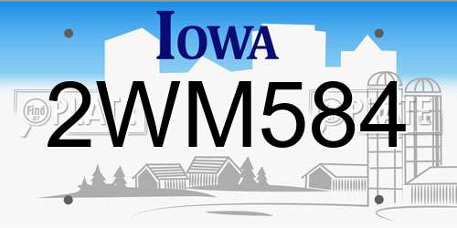 2WM584 Iowa License Plate