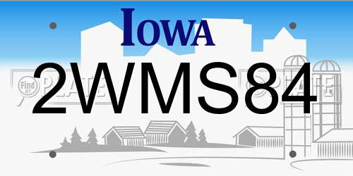2WMS84 Iowa License Plate