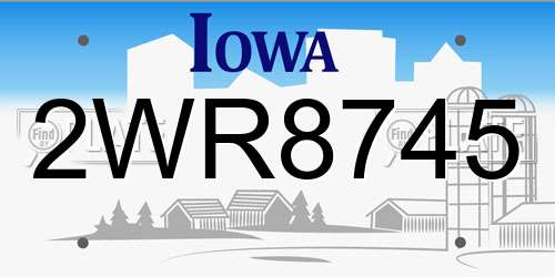 2WR8745 Iowa License Plate