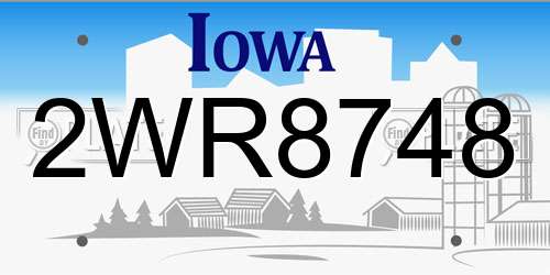 2WR8748 Iowa License Plate