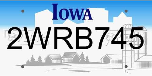 2WRB745 Iowa License Plate
