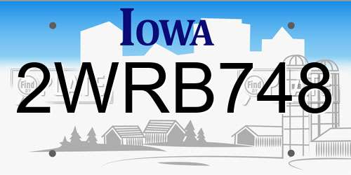 2WRB748 Iowa License Plate