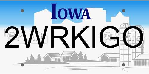 2WRKIGO Iowa License Plate