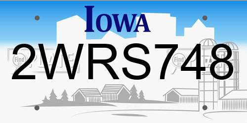 2WRS748 Iowa License Plate