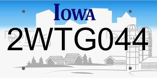 2WTG044 Iowa License Plate