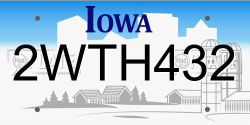 2WTH432 Iowa License Plate