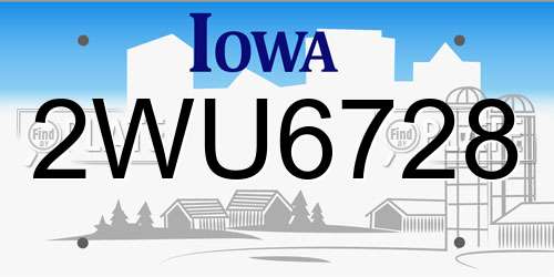 2WU6728 Iowa License Plate