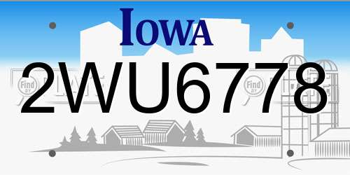 2WU6778 Iowa License Plate