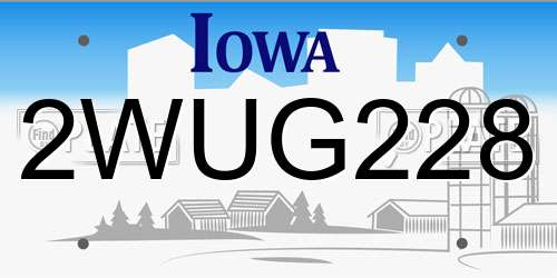 2WUG228 Iowa License Plate