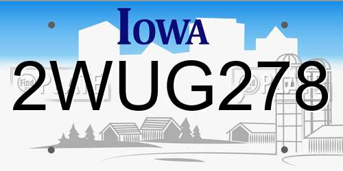 2WUG278 Iowa License Plate